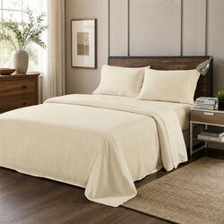 Queen Bamboo Blended Sheet Set 1000TC Dark Ivory Bed Sheets Pillowcases Bedroom