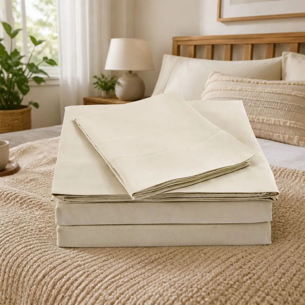 King Bamboo Blend Sheet Set 1000TC Flat Fitted Pillowcases Bedroom Bedding