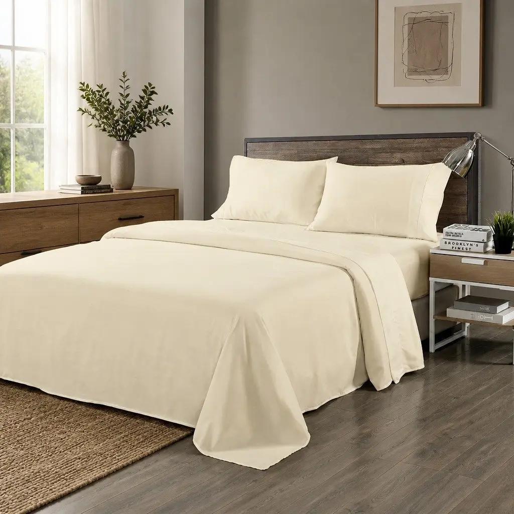 King Bamboo Blend Sheet Set 1000TC Flat Fitted Pillowcases Bedroom Bedding