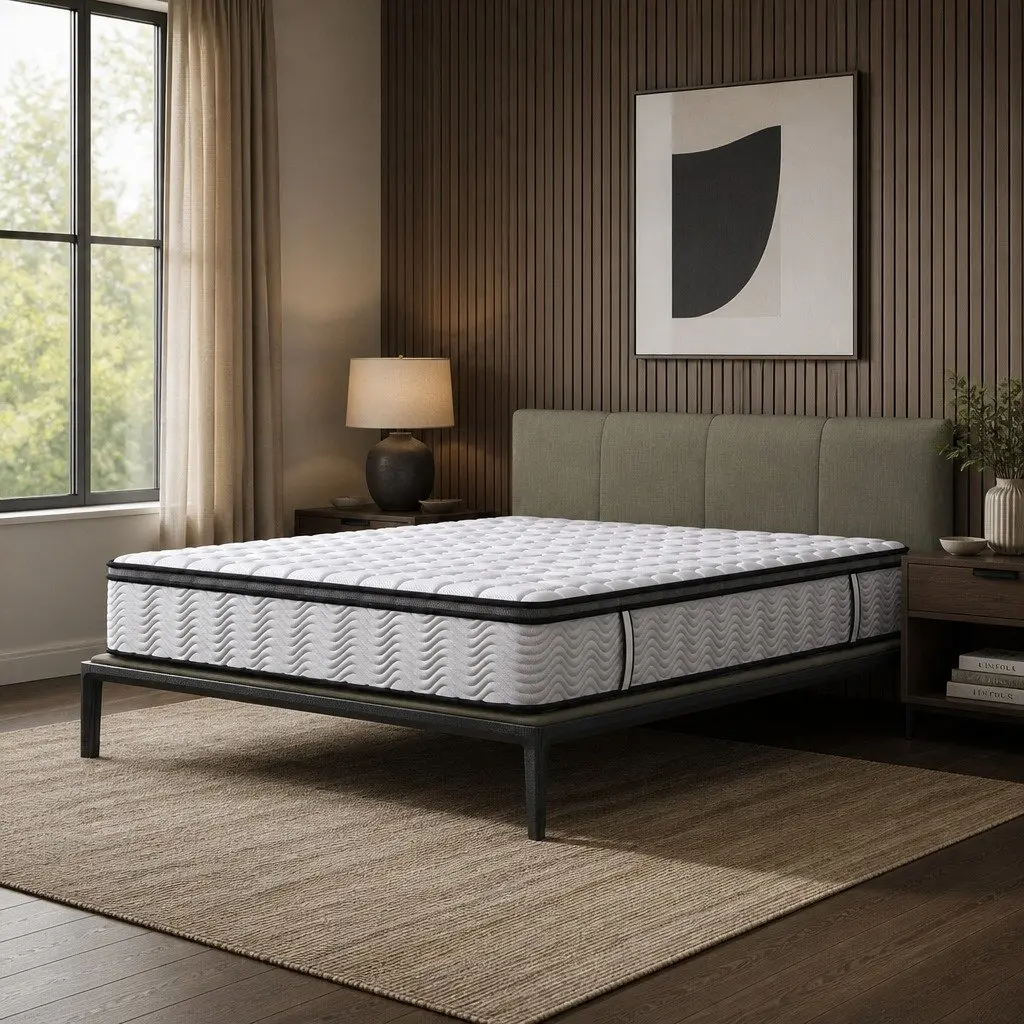 Double Pocket Spring Mattress Medium-Firm 5-Zone Support Hybrid Foam Latex 137x190x30cm