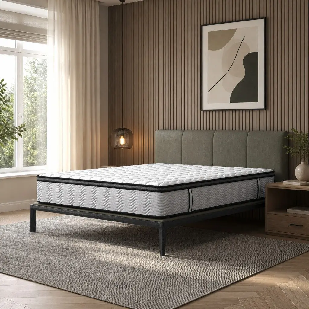 King Pocket Spring Mattress Medium-Firm Support Latex Foam Hybrid Sleep Bed