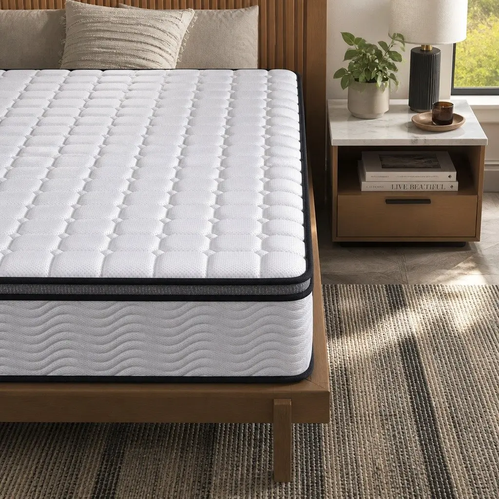 King Pocket Spring Mattress Medium-Firm Support Latex Foam Hybrid Sleep Bed