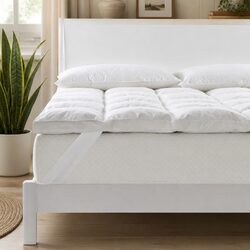 Duck Feather Down Mattress Topper Single 1800GSM Baffle Box Luxury Bedding
