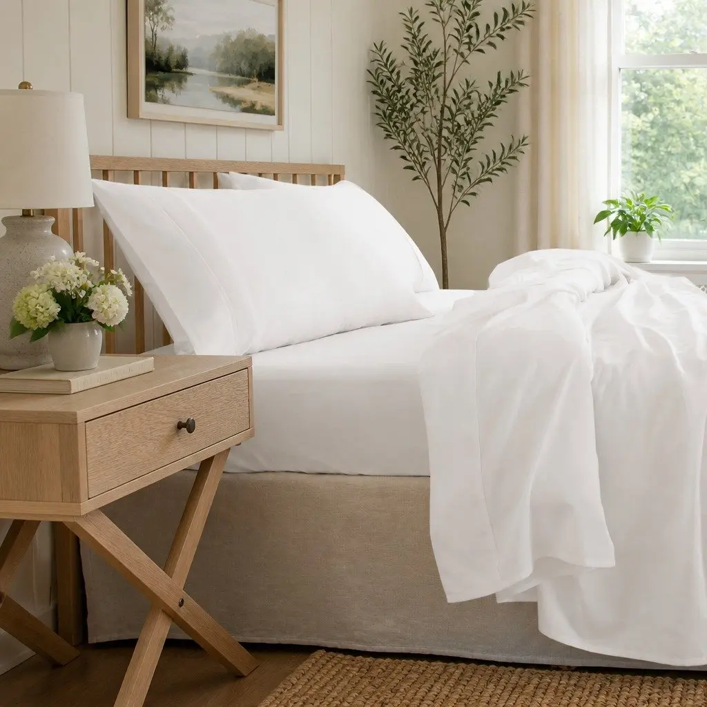 Queen Bamboo Cotton Sheet Set 1000TC White