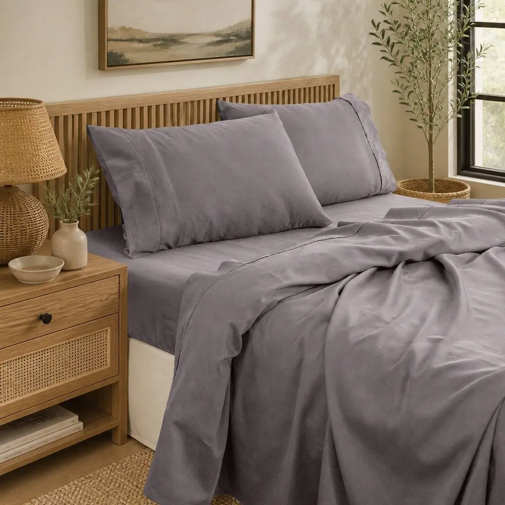 Queen Bedding Set 1000 Thread Count Bamboo Cotton Soft Feel Hypoallergenic Includes Flat Fitted Pillowcases
