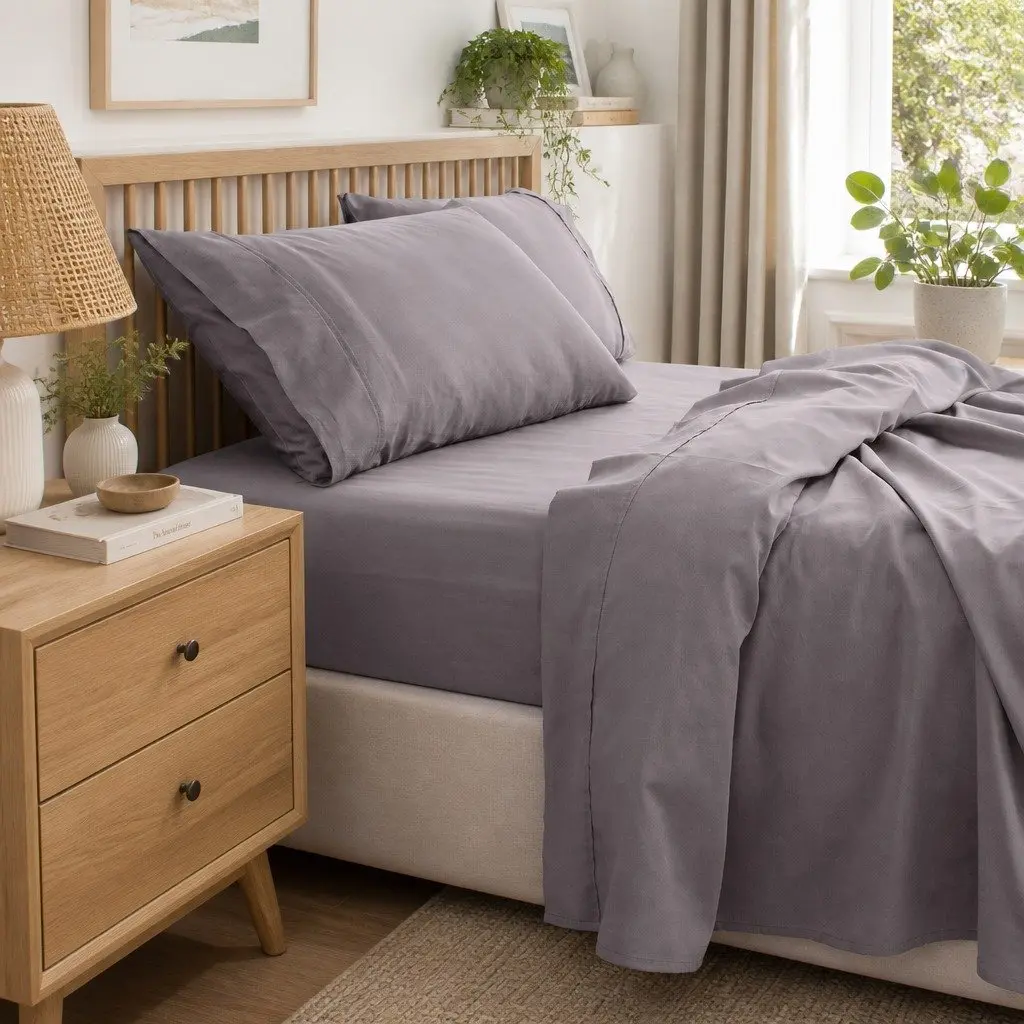 Queen Bedding Set 1000 Thread Count Bamboo Cotton Soft Feel Hypoallergenic Includes Flat Fitted Pillowcases