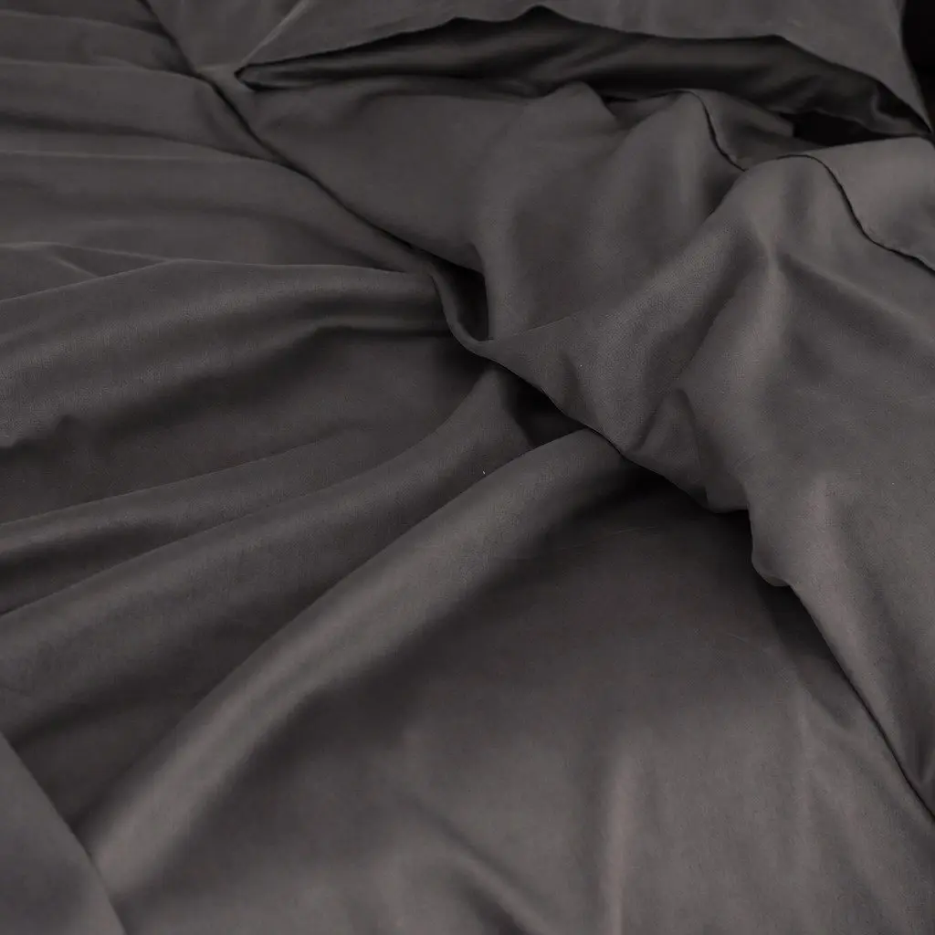 King Bamboo Cotton Sheet Set 1000TC Flat Fitted Pillowcases Bedroom Linen Pewter