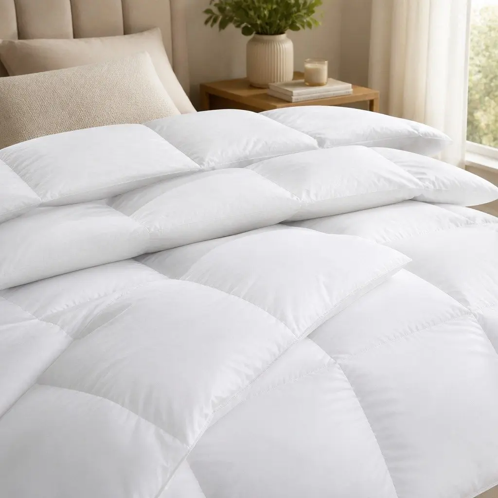 Single Goose Feather Down Quilt 500GSM All-Season Cotton Cover 140cm x 210cm