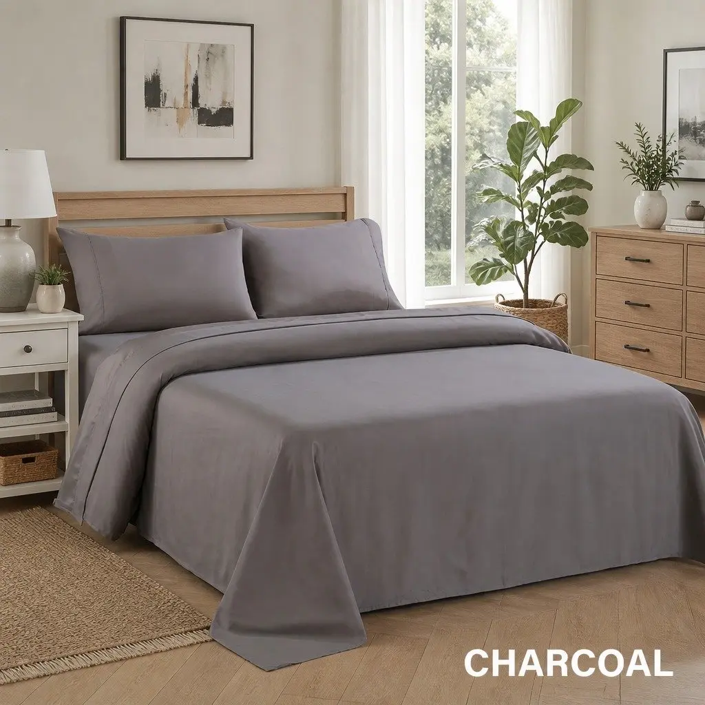4 Piece Sheet Set Ultrasoft Satin Weave Double Bed 1200TC
