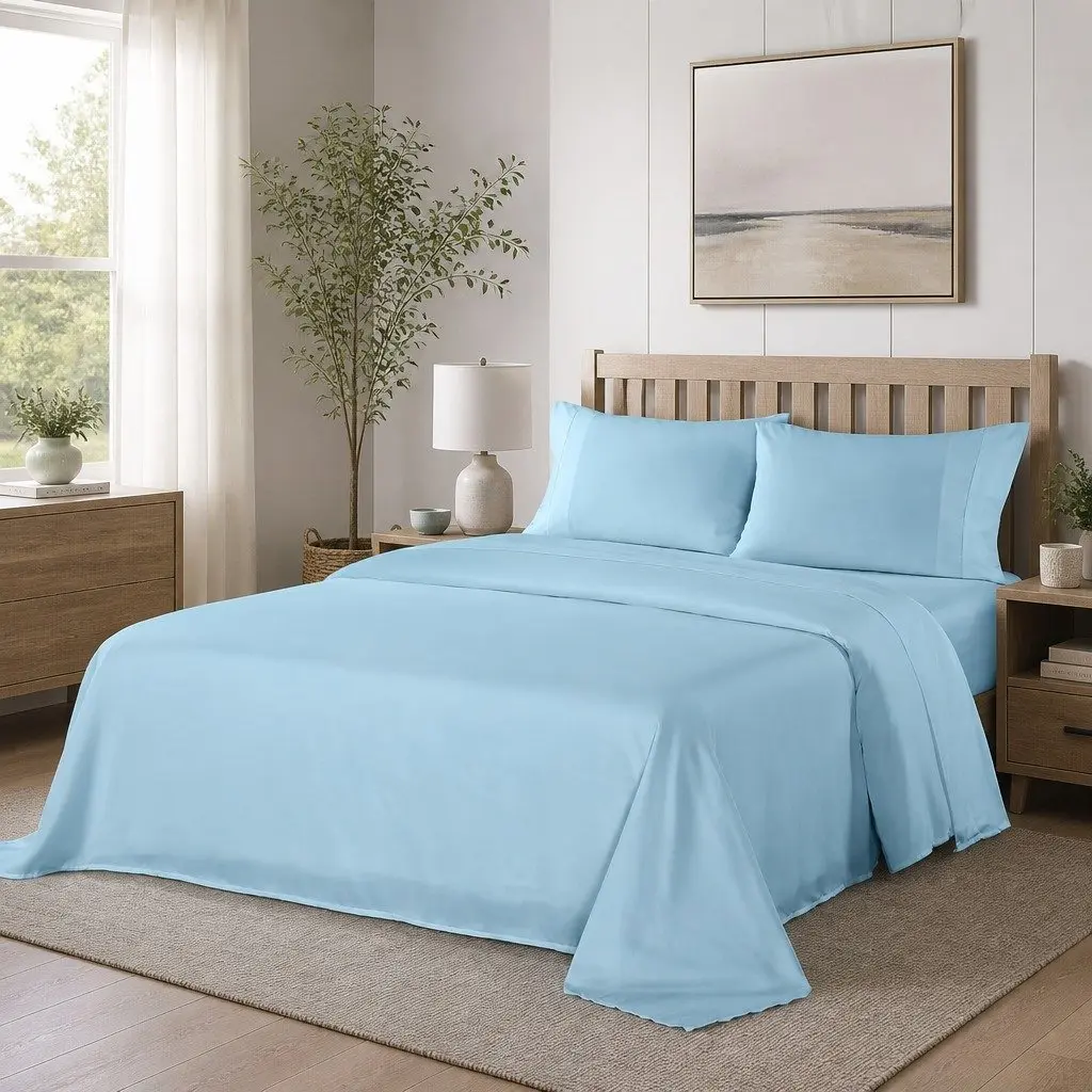 King Sheet Set 1200TC Satin Weave 4 Piece Bedding Pillowcases Flat Fitted