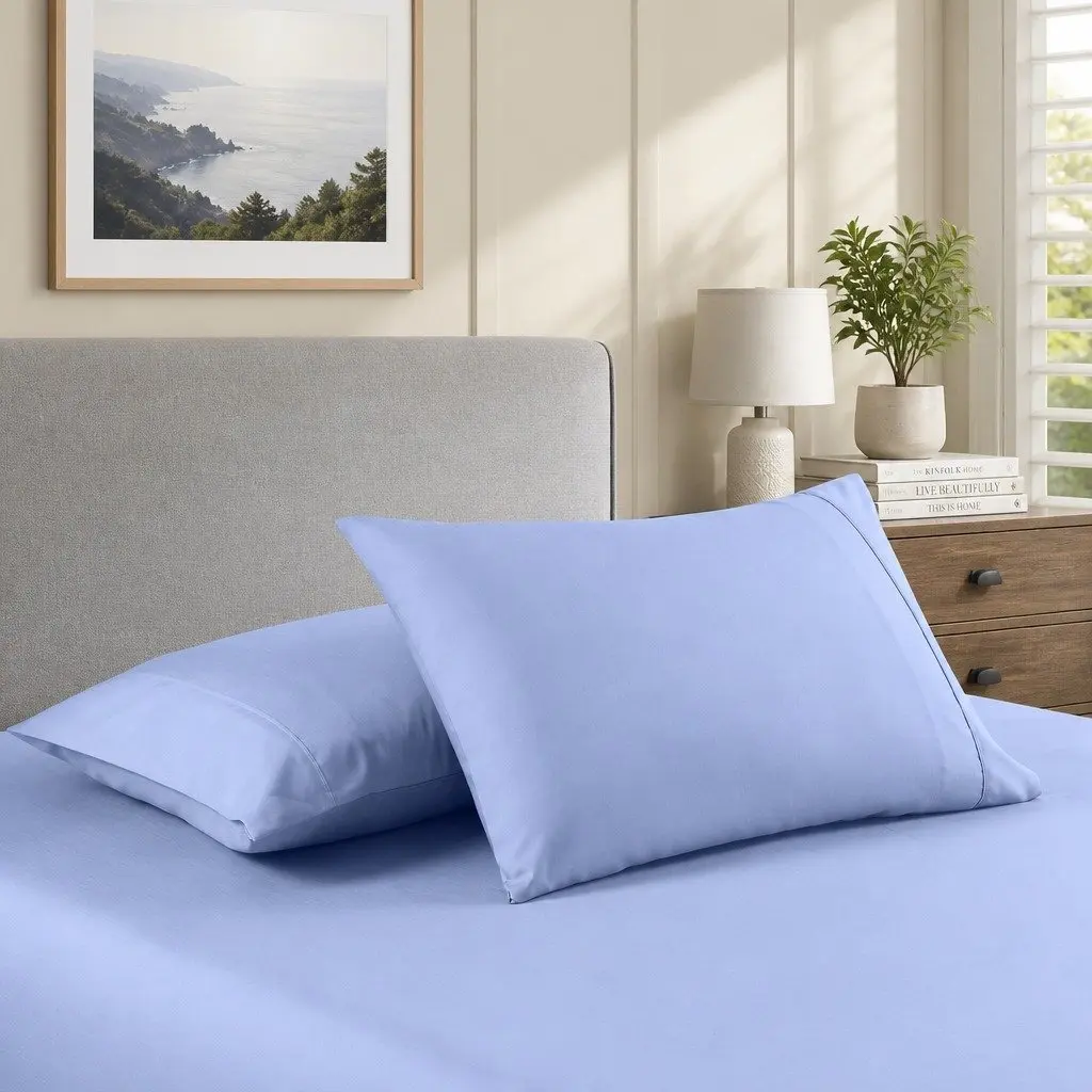 Bamboo Sheet Set 2000TC Single Bed Hypoallergenic Breathable Light Blue