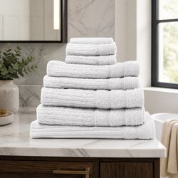 Egyptian Cotton Towel Pack 8 Piece Set Bath Hand Face Towels Mat 600 GSM White