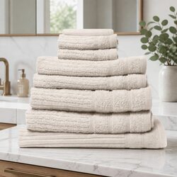 Bring Home the 8-Piece Egyptian Cotton Towel Set in Beige