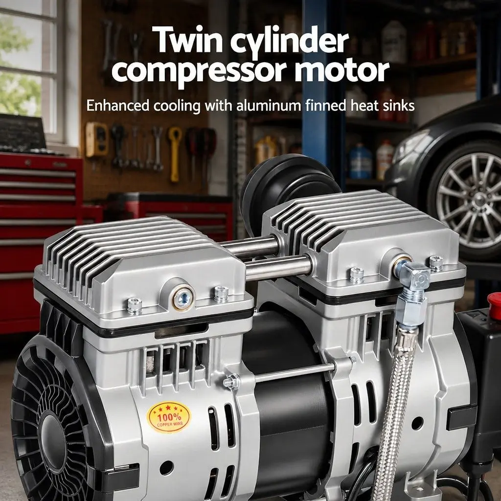 Air Compressor 24L Tank Portable Quiet Oil-Free Tyre Inflator Electric Power