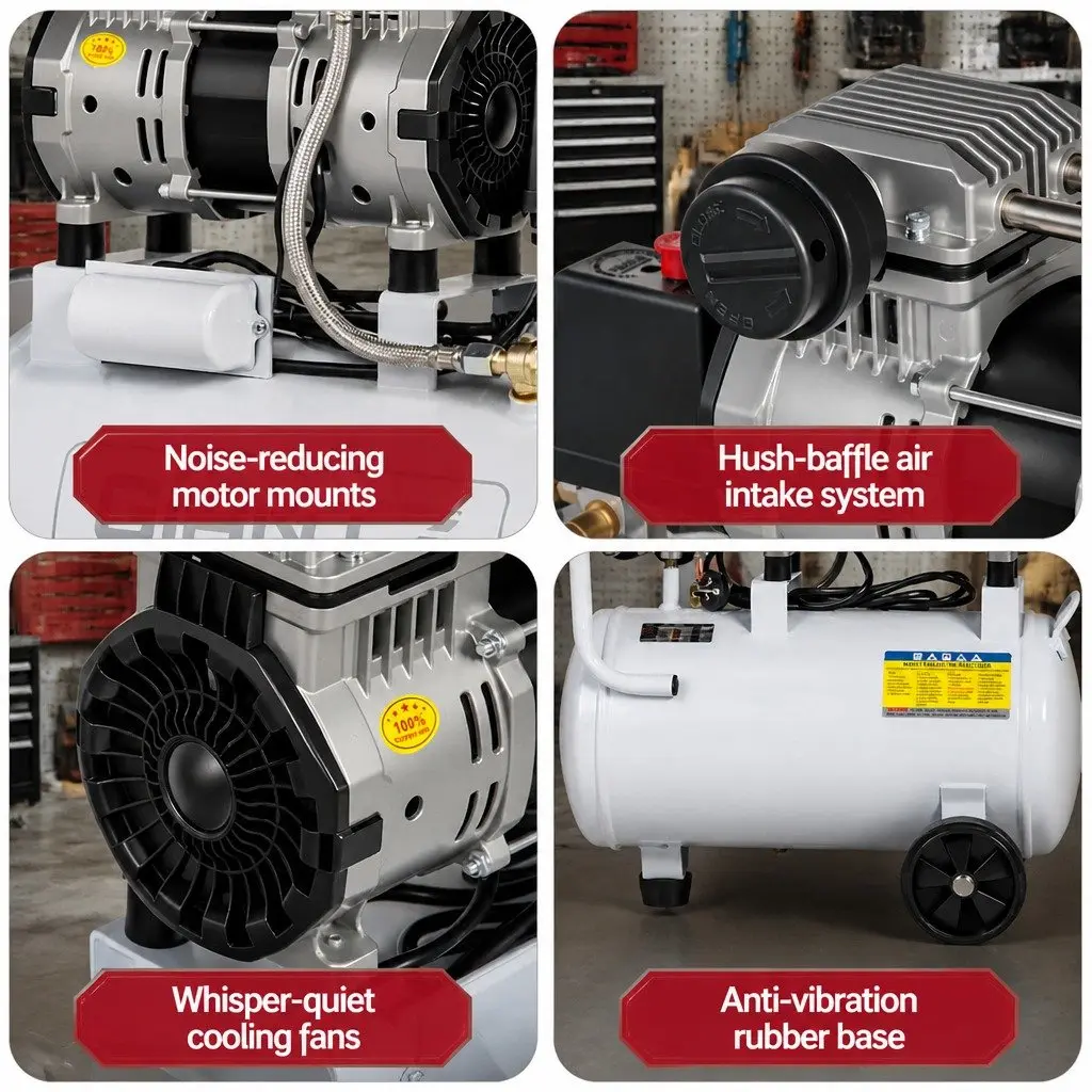 Air Compressor 24L Tank Portable Quiet Oil-Free Tyre Inflator Electric Power