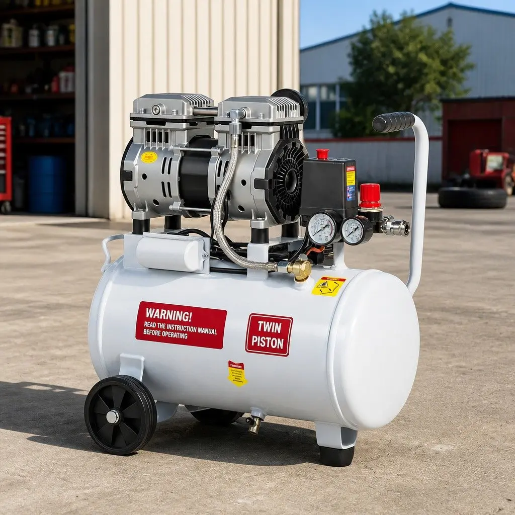 Air Compressor 24L Tank Portable Quiet Oil-Free Tyre Inflator Electric Power