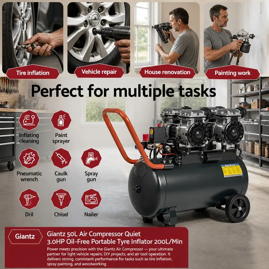 50L Air Compressor 3.0HP Oil-Free