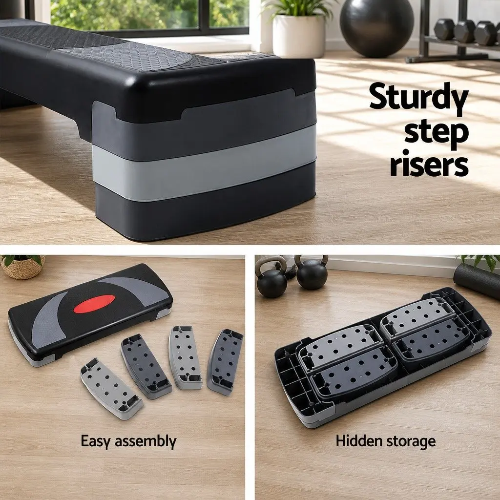 Aerobic Step Adjustable 3 Level Fitness Bench Anti-Slip Surface Wide Stepping Platform