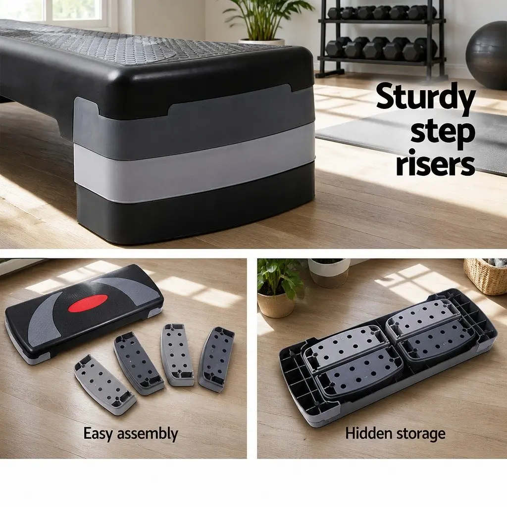 Aerobic Step Adjustable 3 Level Fitness Bench Anti-Slip Surface Wide Stepping Platform