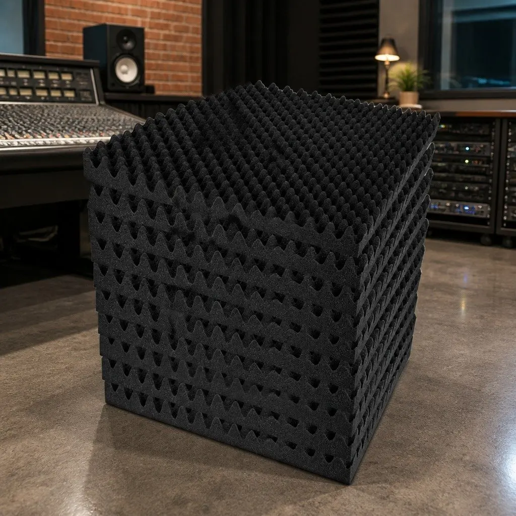 Acoustic Foam Panels Eggshell Texture 50x50x5cm Sound Absorption