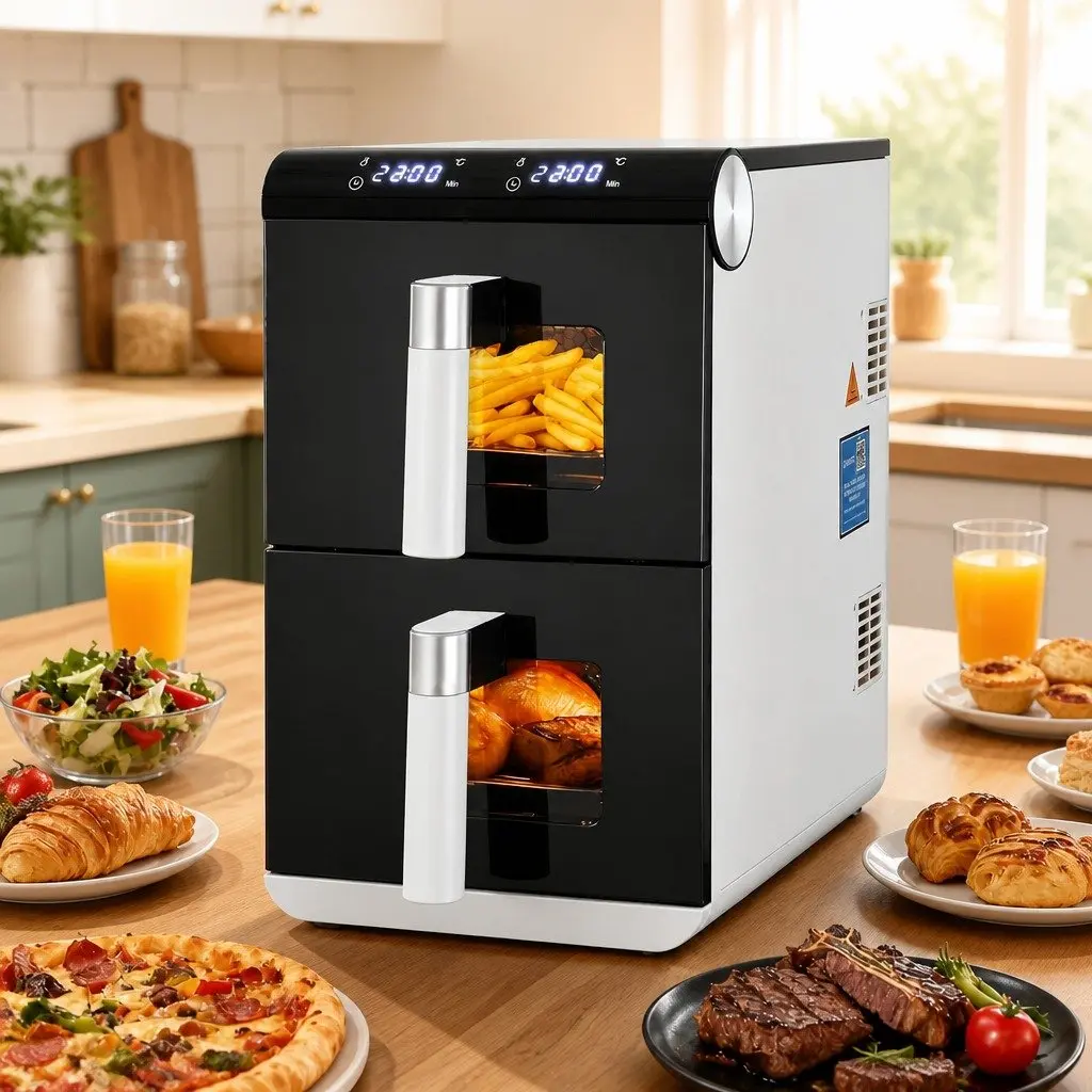 Air Fryer Oven Dual Zone 11L Independent Baskets Dual Temperature Control White