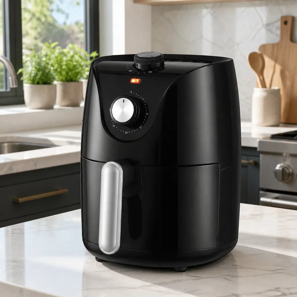 Air Fryer Compact 2.5L Capacity Knob Control Black Kitchen Cooking Appliance