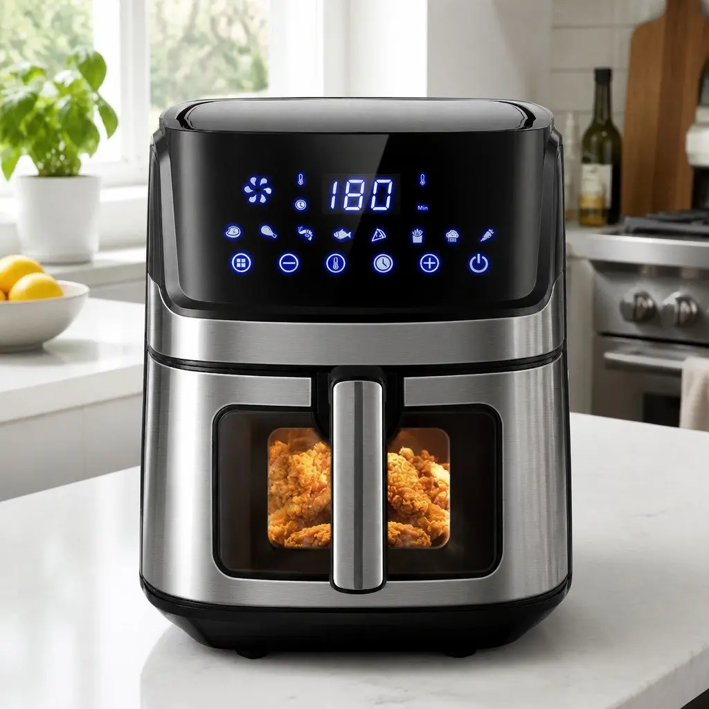 Air Fryer 6.5L LCD Touch Control Panel Tempered Glass Window