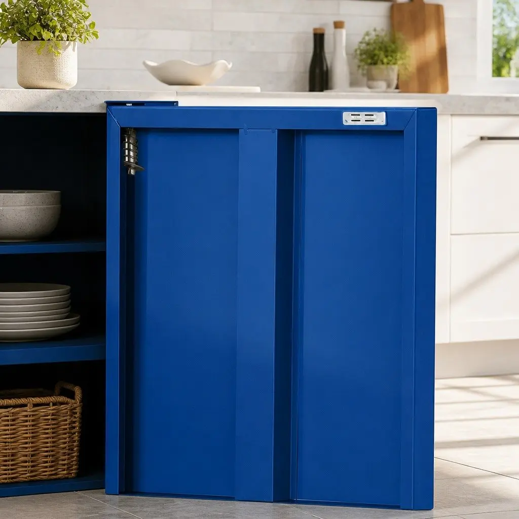 Blue Metal Buffet Sideboard Cabinet Storage Dining Room Furniture with