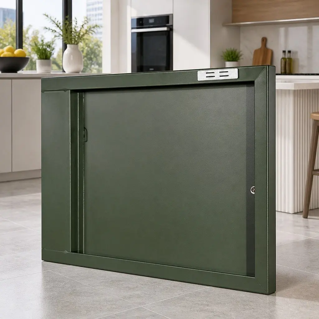 Buffet Sideboard Cabinet Green Metal Storage Double Shelf 60cm W x 40cm D x 101.5cm H