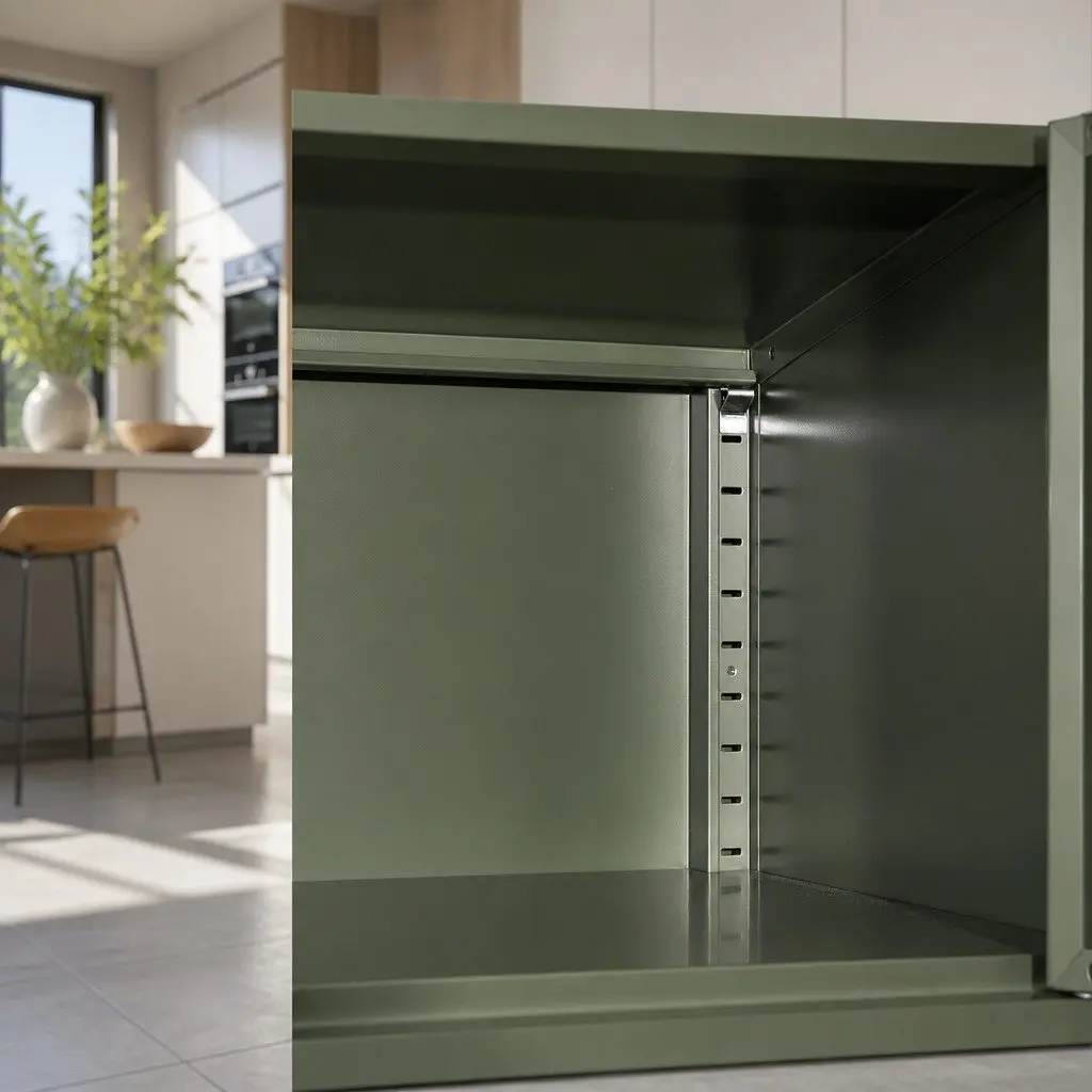 Buffet Sideboard Cabinet Green Metal Storage Double Shelf 60cm W x 40cm D x 101.5cm H