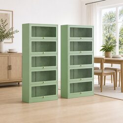 Buffet Sideboard Cabinet 2x Storage Cupboard Mesh Doors Green Dining Furniture