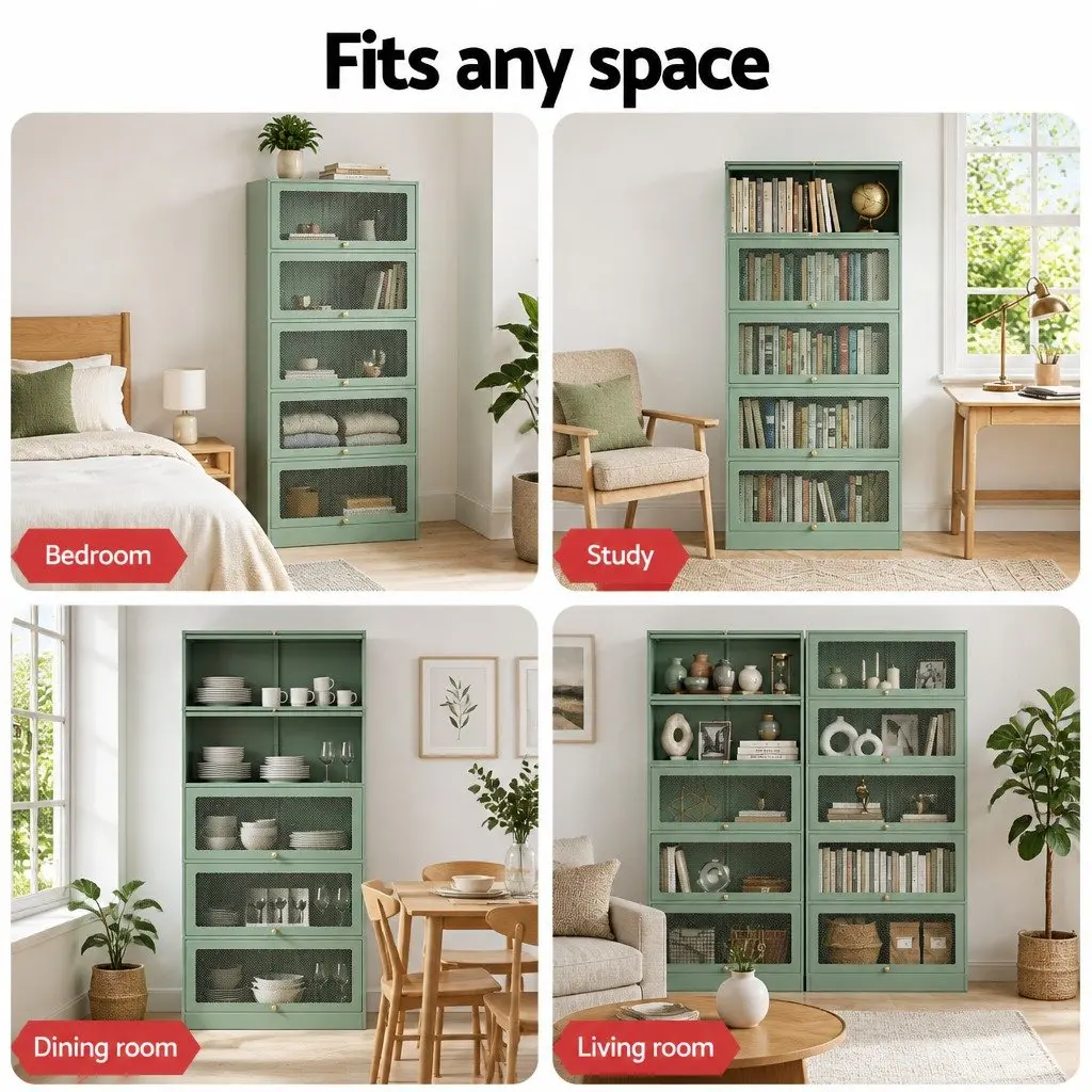 Buffet Sideboard 5-Tier Storage Cabinet Light Green Modern Dining Room Furniture