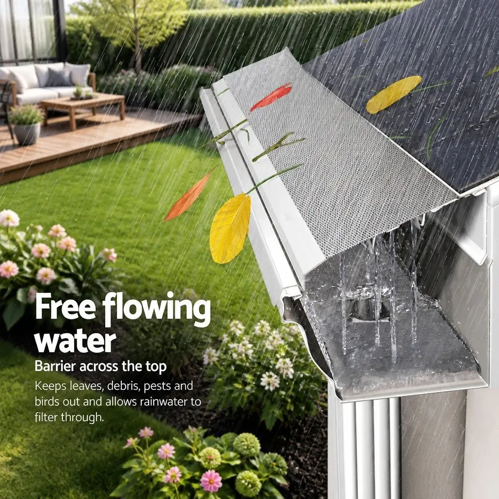 Gutter Guard Aluminium Mesh 100x20cm Silver Leaf Debris Protection 60M