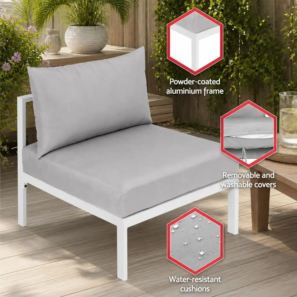 Outdoor Lounge Set Aluminium Sofa with Coffee Table 4 Seater