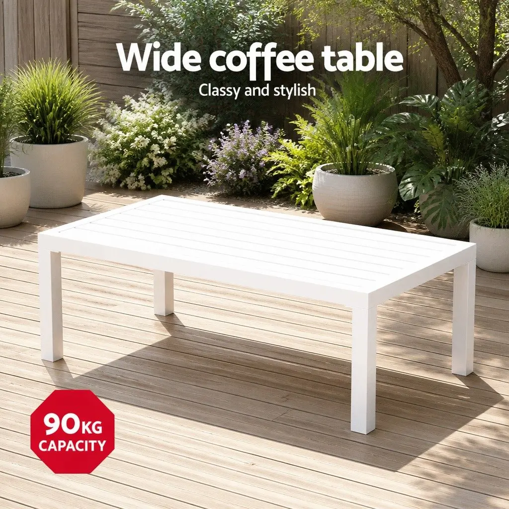 Outdoor Lounge Set Aluminium Sofa with Coffee Table 4 Seater