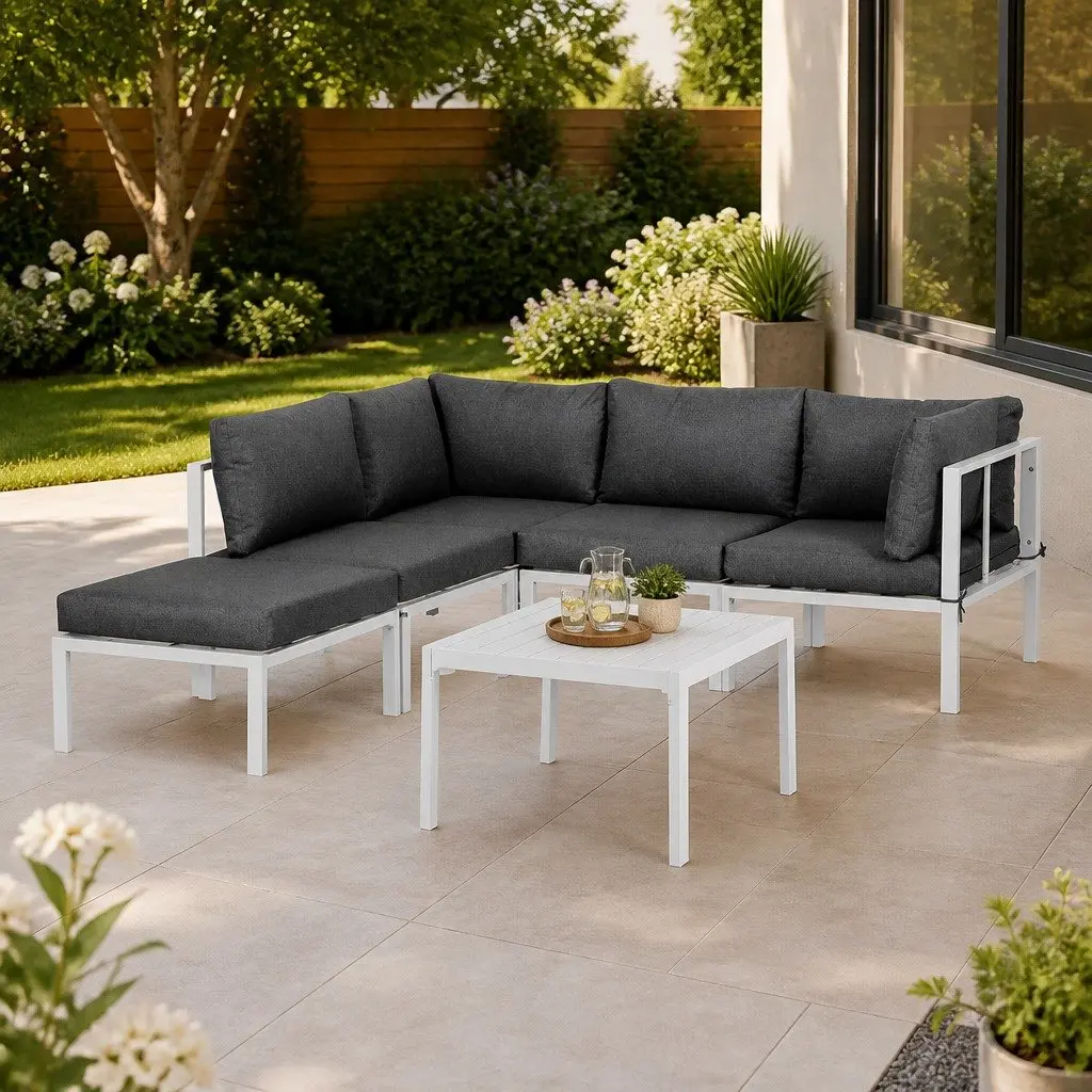 6-Piece Outdoor Lounge Set with Aluminium Frame