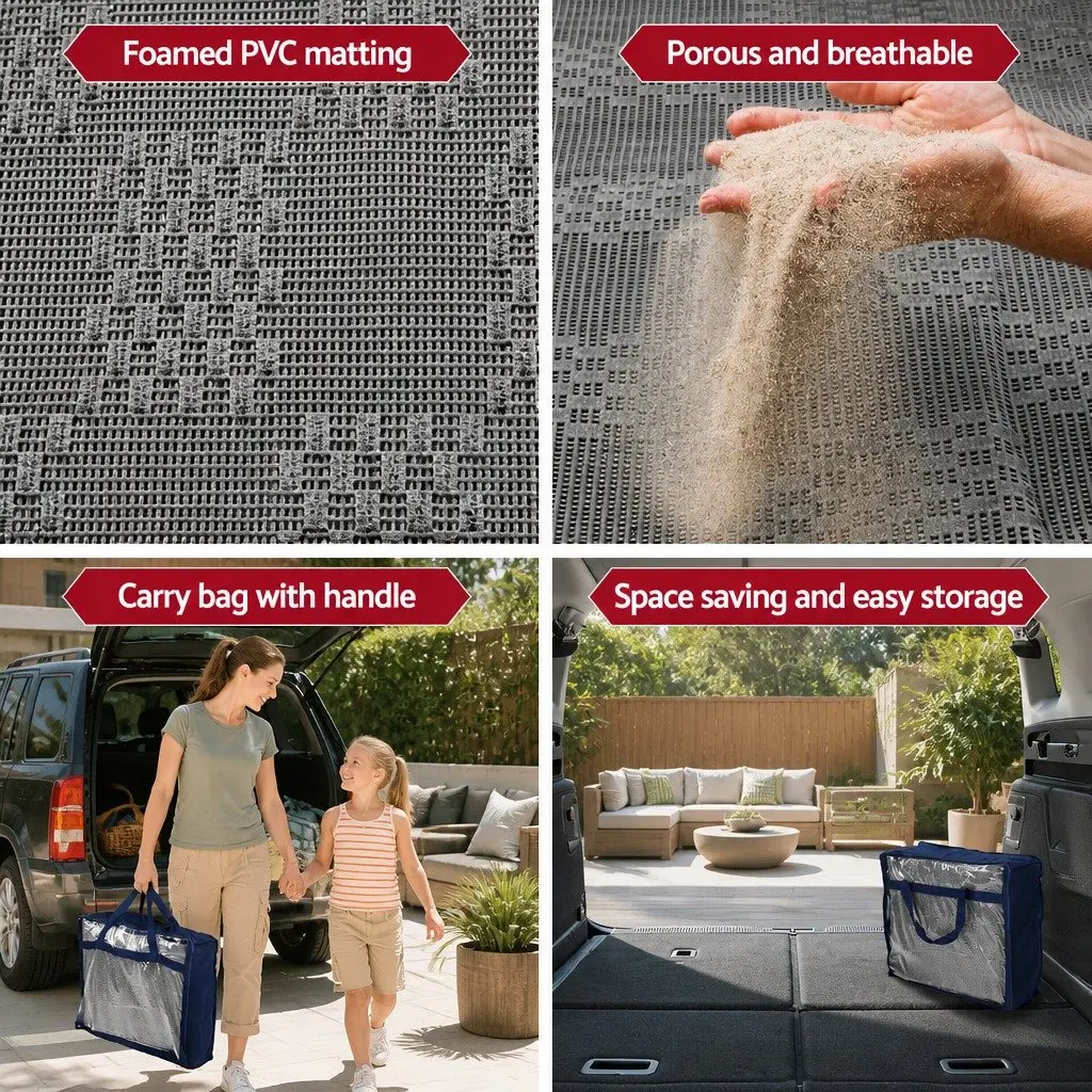 Annex Matting 5x2.5M Grey Caravan Floor Mats Mesh Design Hollow Non-Slip with