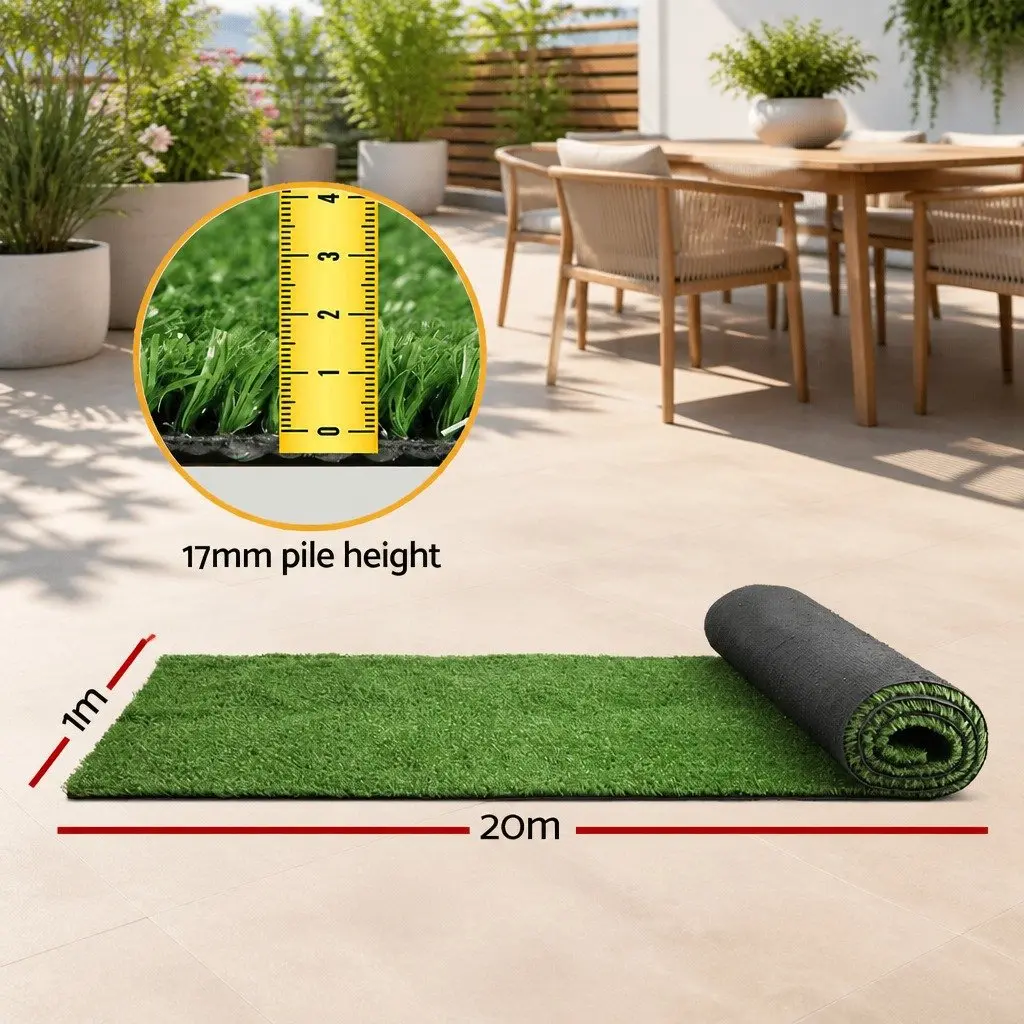 Artificial Grass Synthetic Lawn Turf Olive Green 1m x 20m 17mm Roll