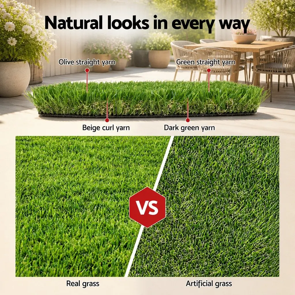 Synthetic Artificial Grass Turf 20mm Pile 2m x 5m Four-Tone Lawn Garden Outdoor