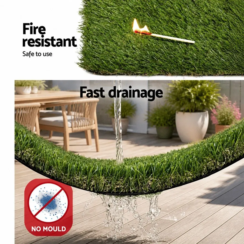 Synthetic Artificial Grass Turf 20mm Pile 2m x 5m Four-Tone Lawn Garden Outdoor