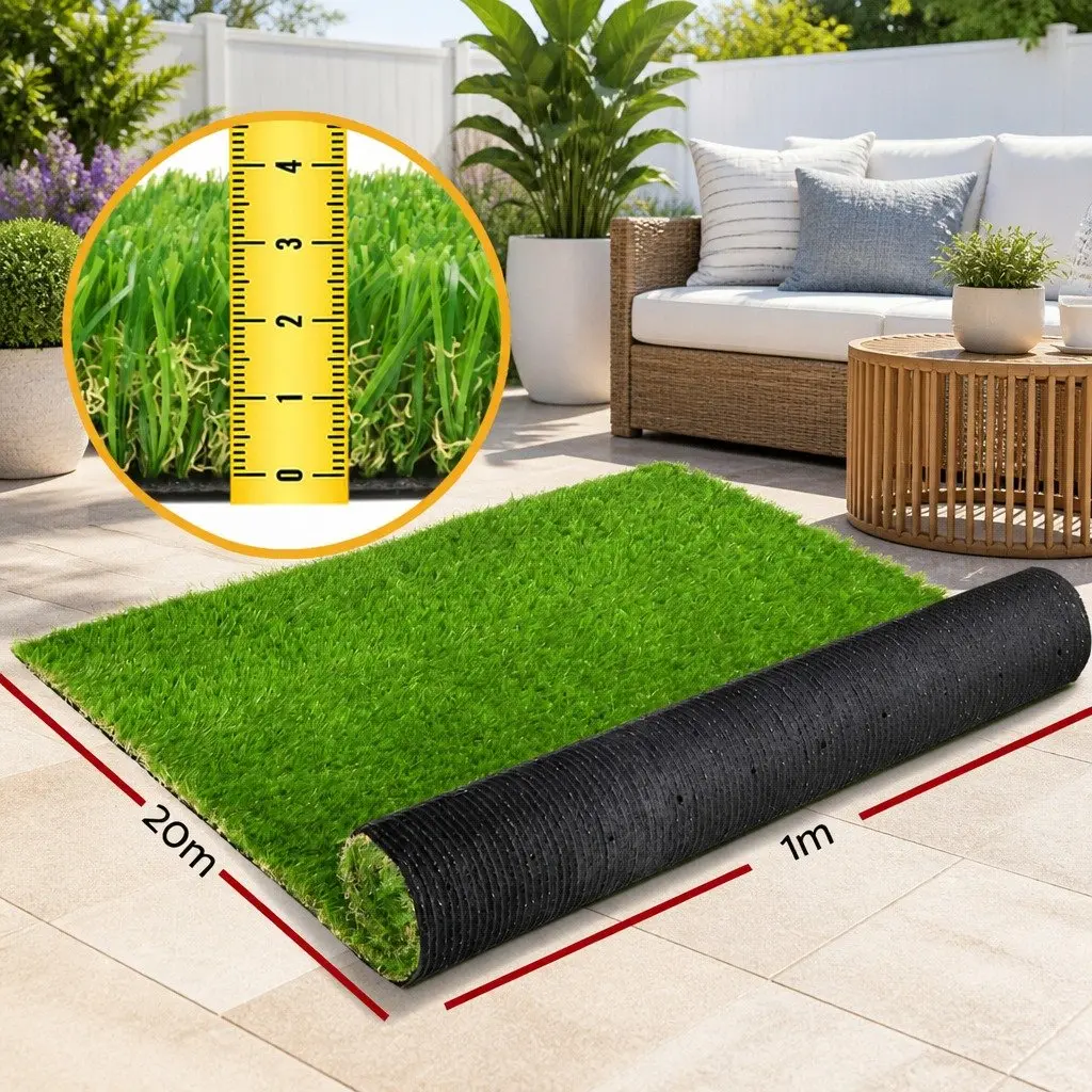 Artificial Grass Synthetic Turf 30mm Thick 1m x 20m Roll Fake Lawn Garden