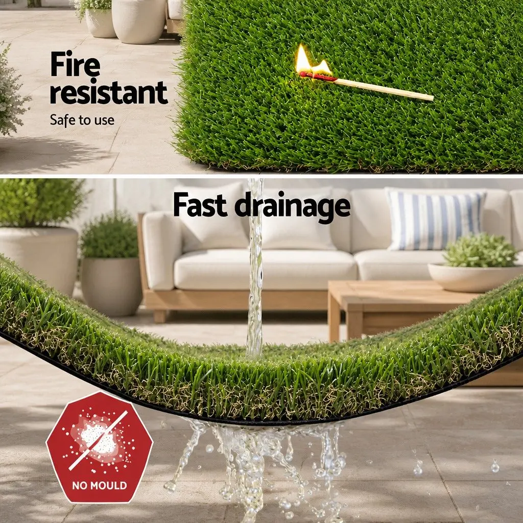 Artificial Grass Synthetic Turf 30mm Thick 1m x 20m Roll Fake Lawn Garden