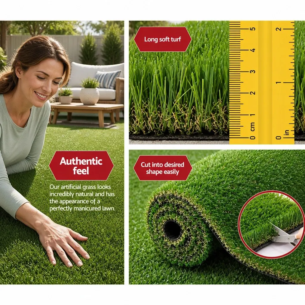 Artificial Grass Synthetic Turf 30mm Thick 1m x 20m Roll Fake Lawn Garden