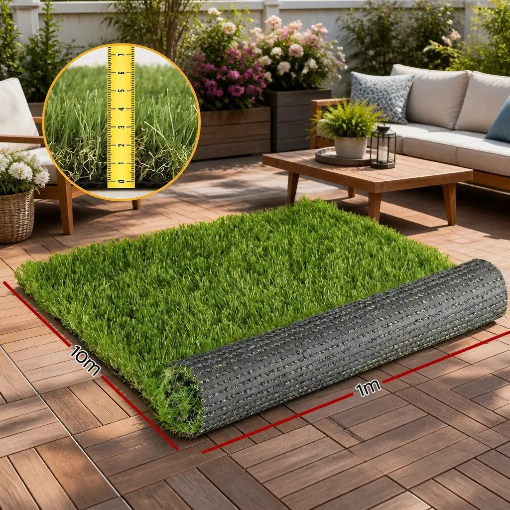 Artificial Grass Synthetic Turf 45mm Pile 1m x 10m Roll Fake Lawn Four-Colour
