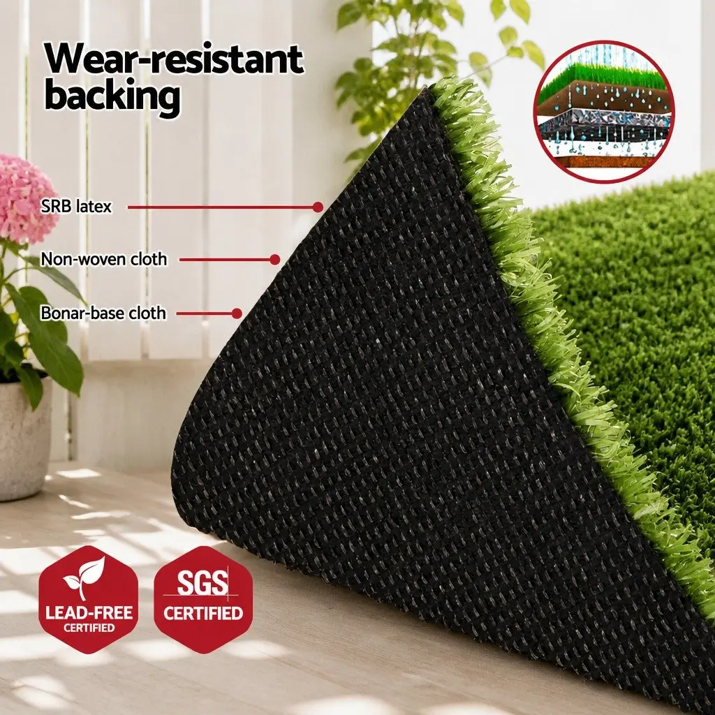 Artificial Grass Turf Rug Synthetic Lawn Mat 15mm Olive Green