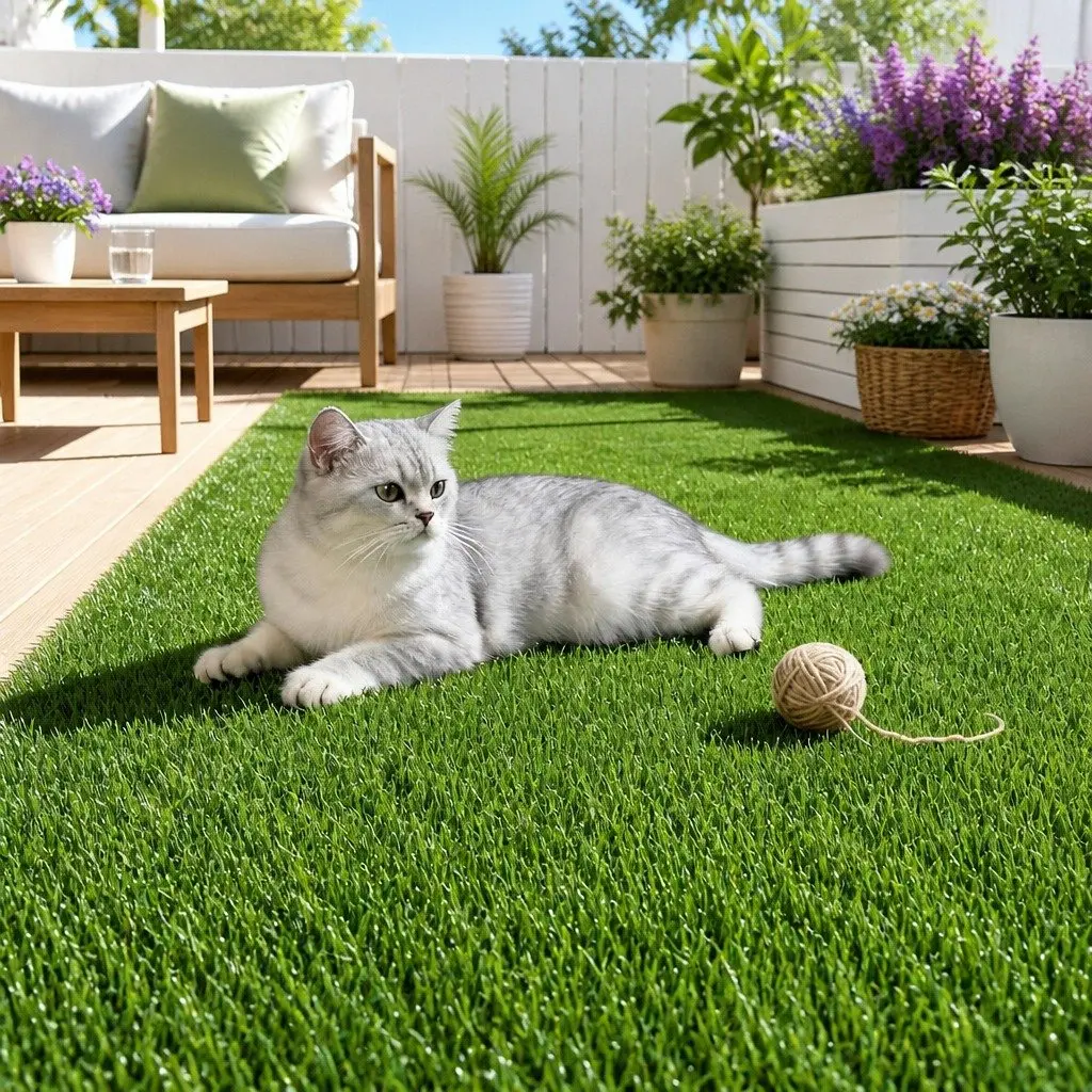 Artificial Grass Turf Rug Synthetic Lawn Mat 15mm Olive Green