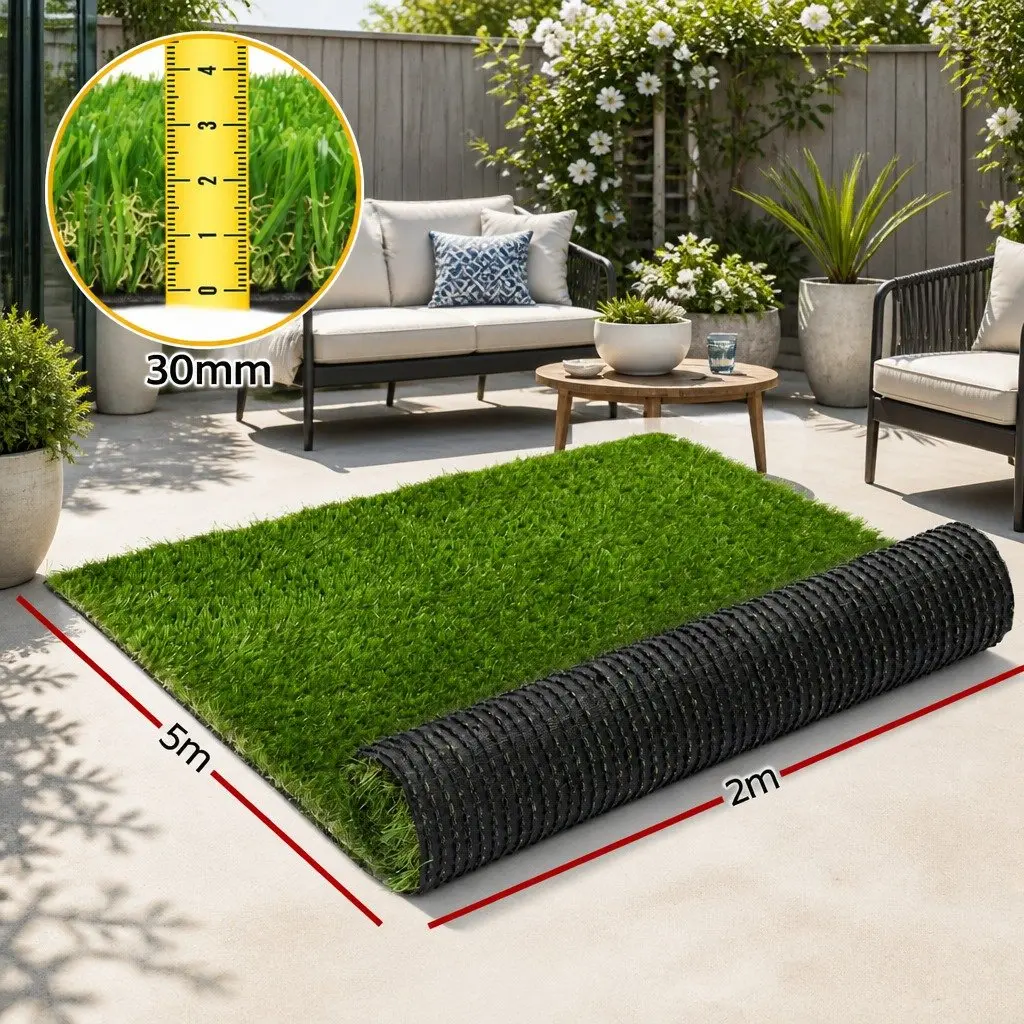 Artificial Grass Synthetic Turf 30mm Thick 2m x 5m Lawn Garden Landscape Fake