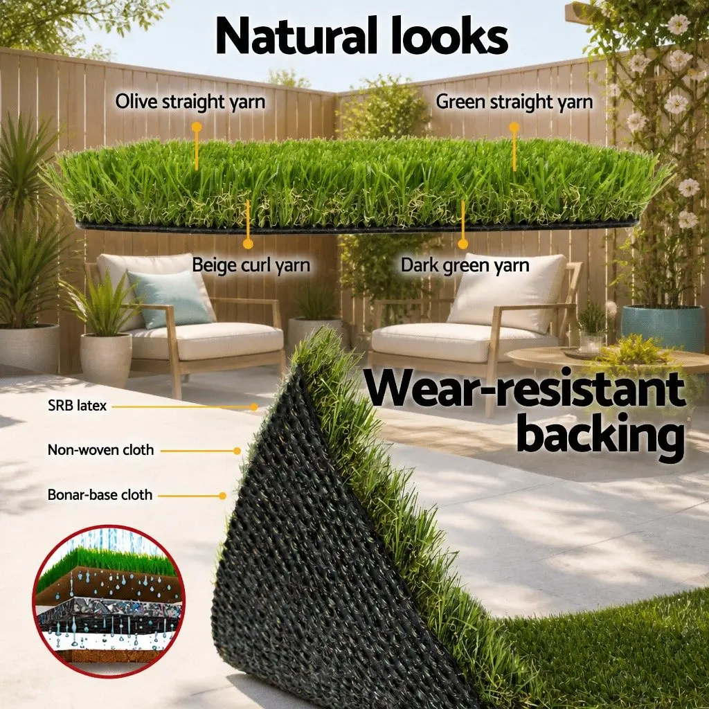 Artificial Grass Synthetic Turf 30mm Thick 2m x 5m Lawn Garden Landscape Fake