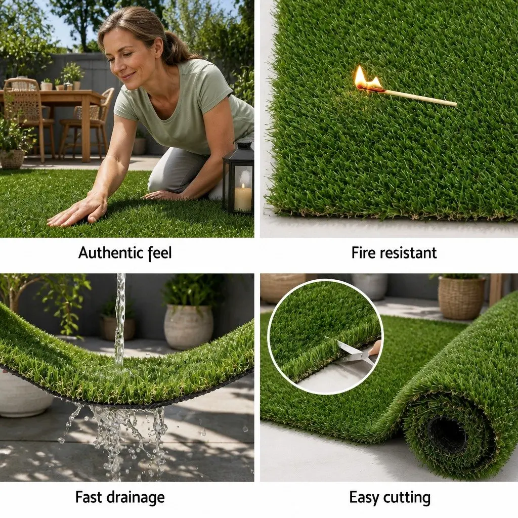 Artificial Grass Synthetic Turf 30mm Thick 2m x 5m Lawn Garden Outdoor Fake