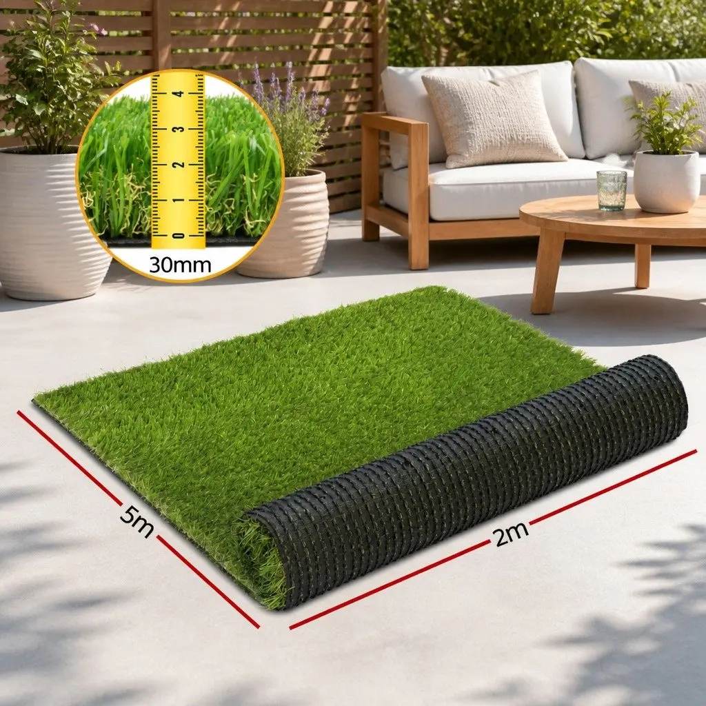 Artificial Grass Synthetic Lawn Turf 30mm Thick 2m x 5m Garden Outdoor